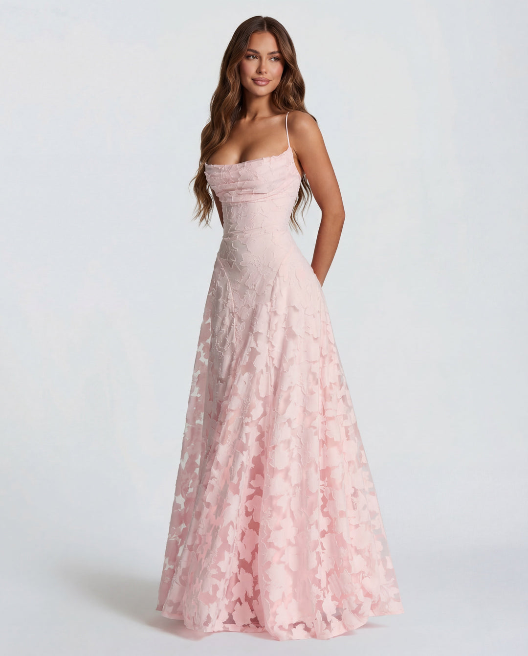Women’s Floral Maxi Dress Elegant Cowl Neck Design 0
