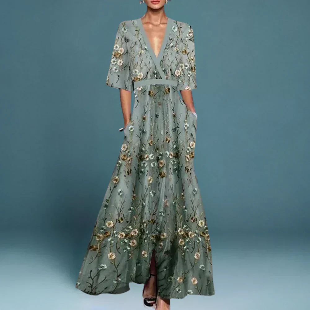 Women’s Floral Maxi Dress Elegant Flowing Silhouette 0