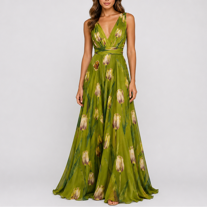 Women’s Floral Maxi Dress Elegant Summer Evening Style 0