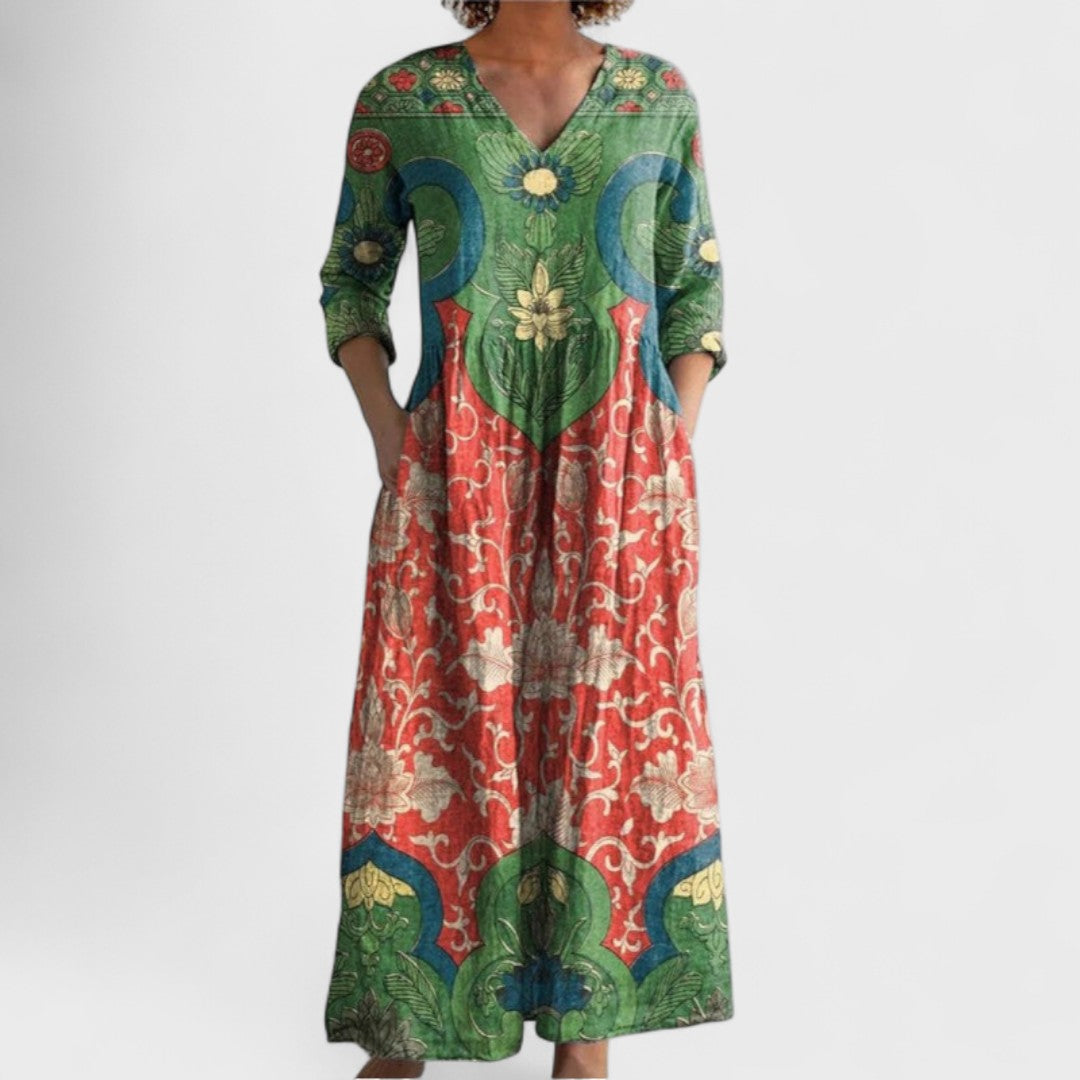 Women’s Floral Maxi Dress Flowing Silhouette for Summer Elegance 0