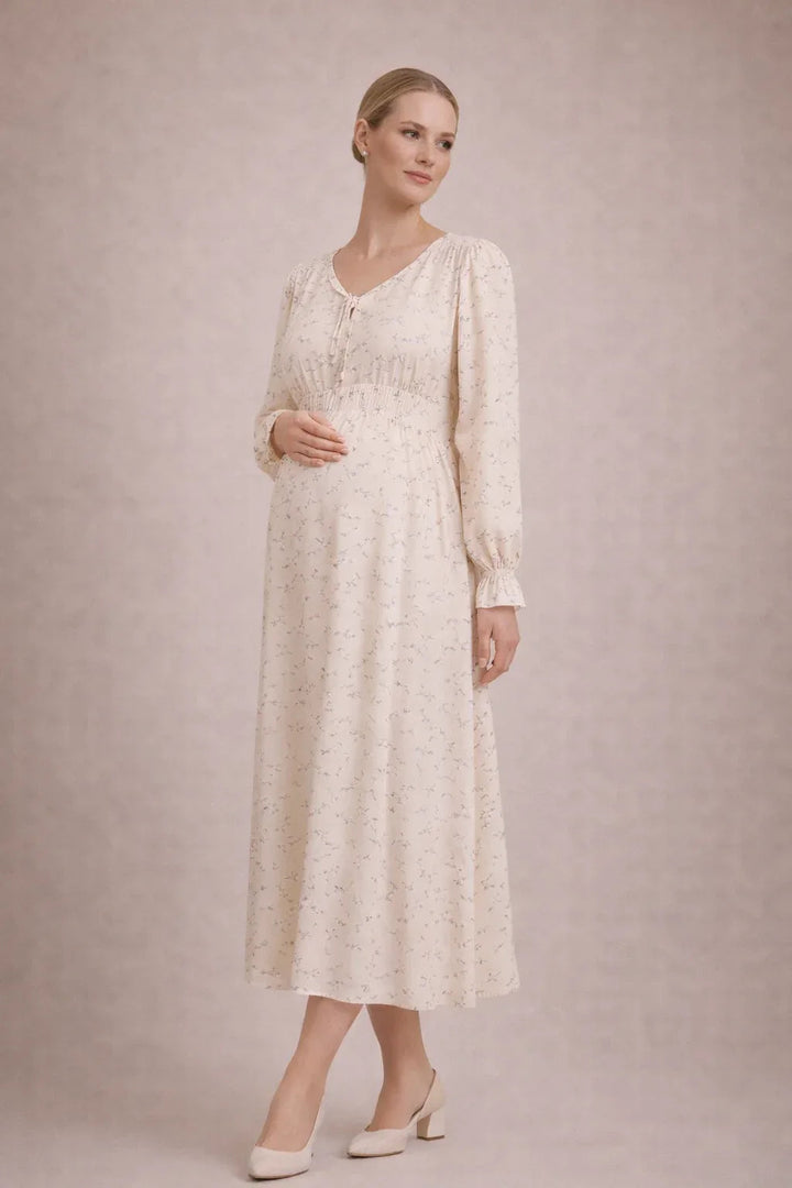 Women’s Floral Maxi Dress Long Sleeve Elegant Style 0