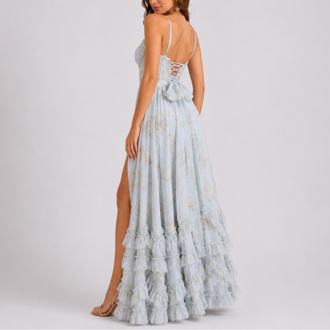 Women’s Floral Maxi Dress with Corset Bodice 1