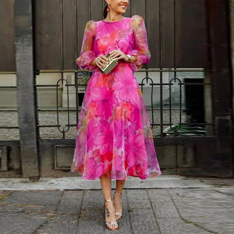 Women’s Floral Midi Dress Elegant Design for Special Occasions 0