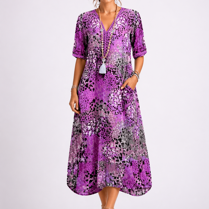 Women’s Floral Midi Dress V-Neck Lightweight Summer Style 2