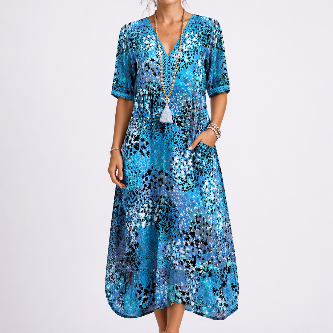 Women’s Floral Midi Dress V-Neck Lightweight Summer Style 3