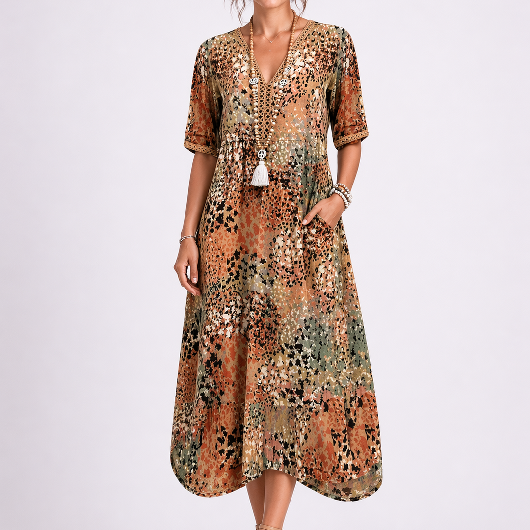 Women’s Floral Midi Dress V-Neck Lightweight Summer Style 4