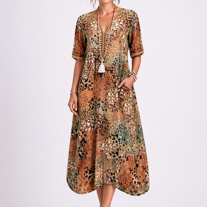 Women’s Floral Midi Dress V-Neck Lightweight Summer Style 4