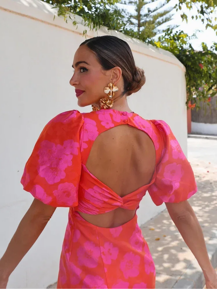 Women’s Floral Mini Dress with Puff Sleeves for Summer Style 1