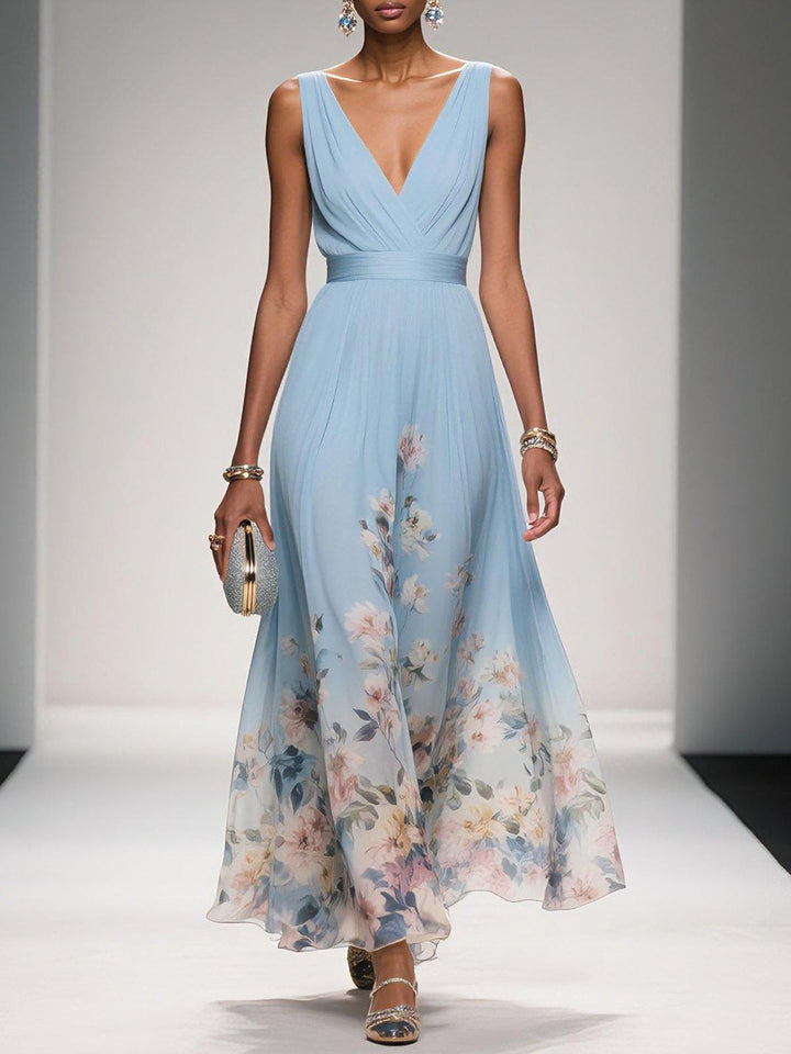 Women’s Floral Print Dress Elegant A-Line Style for Weddings 0
