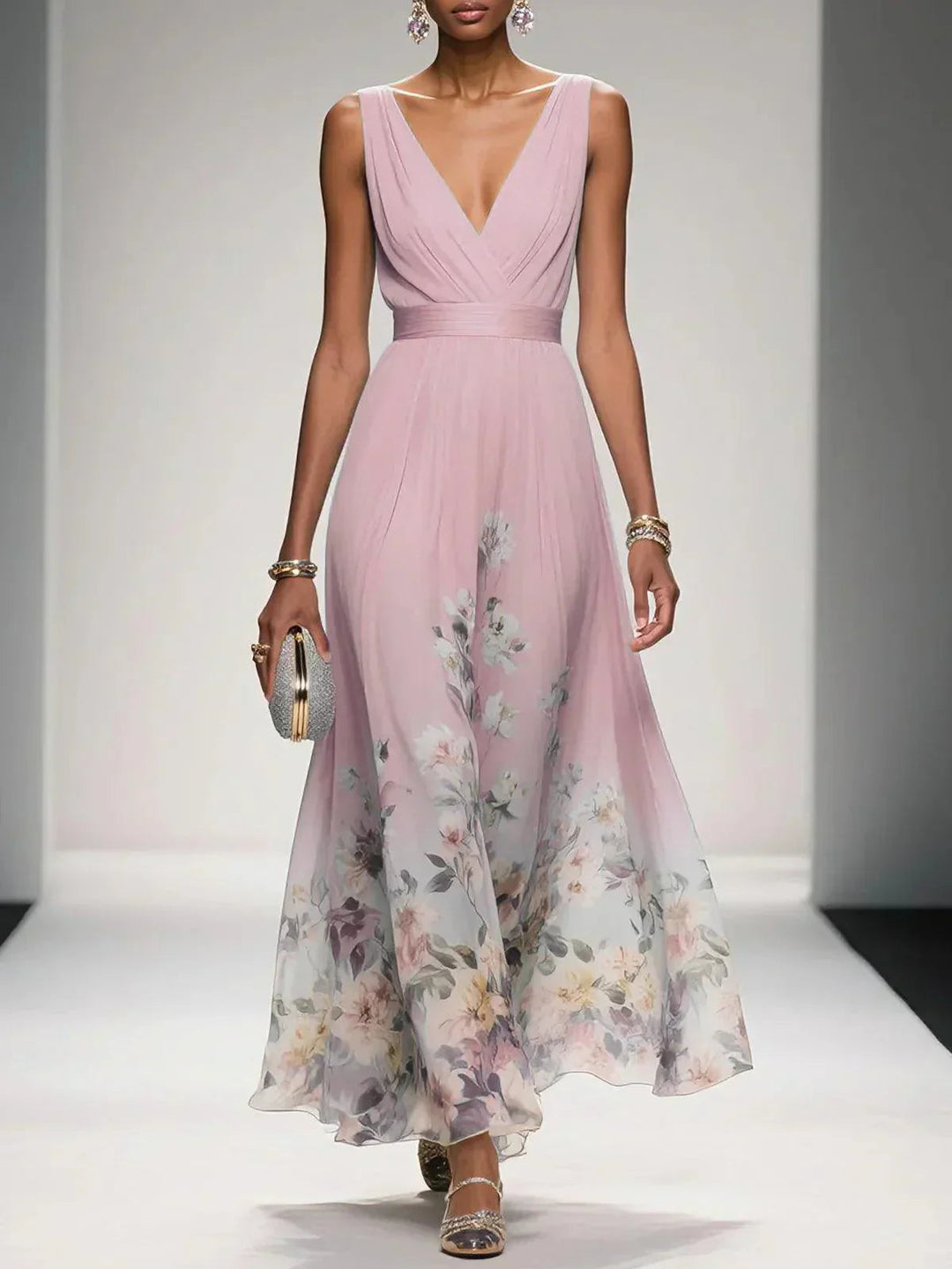 Women’s Floral Print Dress Elegant A-Line Style for Weddings 4