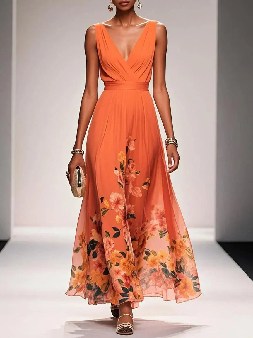 Women’s Floral Print Dress Elegant A-Line Style for Weddings 6