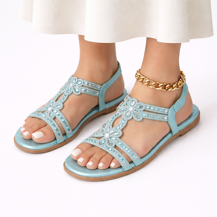 Women’s Floral Sandals with Crystal Accents and Comfortable Fit 2