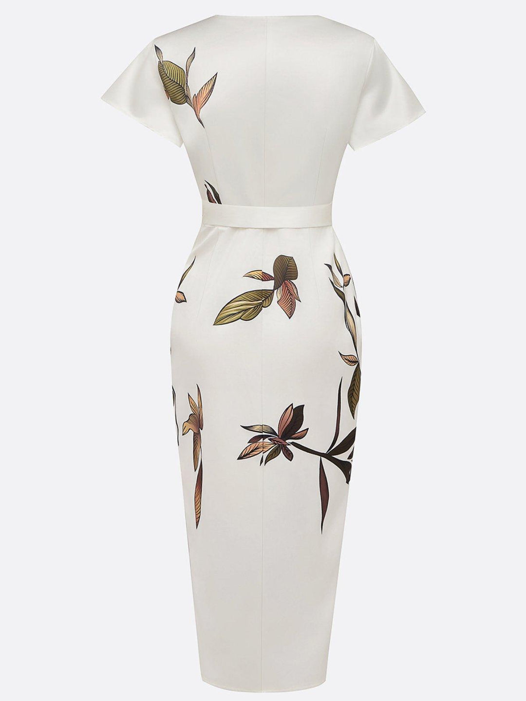 Women’s Floral Wrap Midi Dress Elegant Tie-Waist Style 6