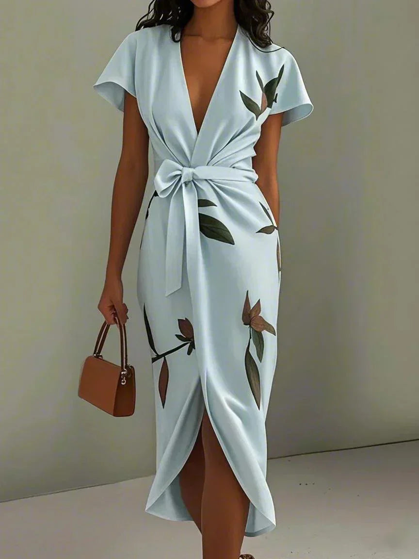 Women’s Floral Wrap Midi Dress Elegant Versatile Style 2