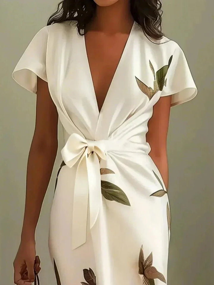 Women’s Floral Wrap Midi Dress Elegant Versatile Style 3