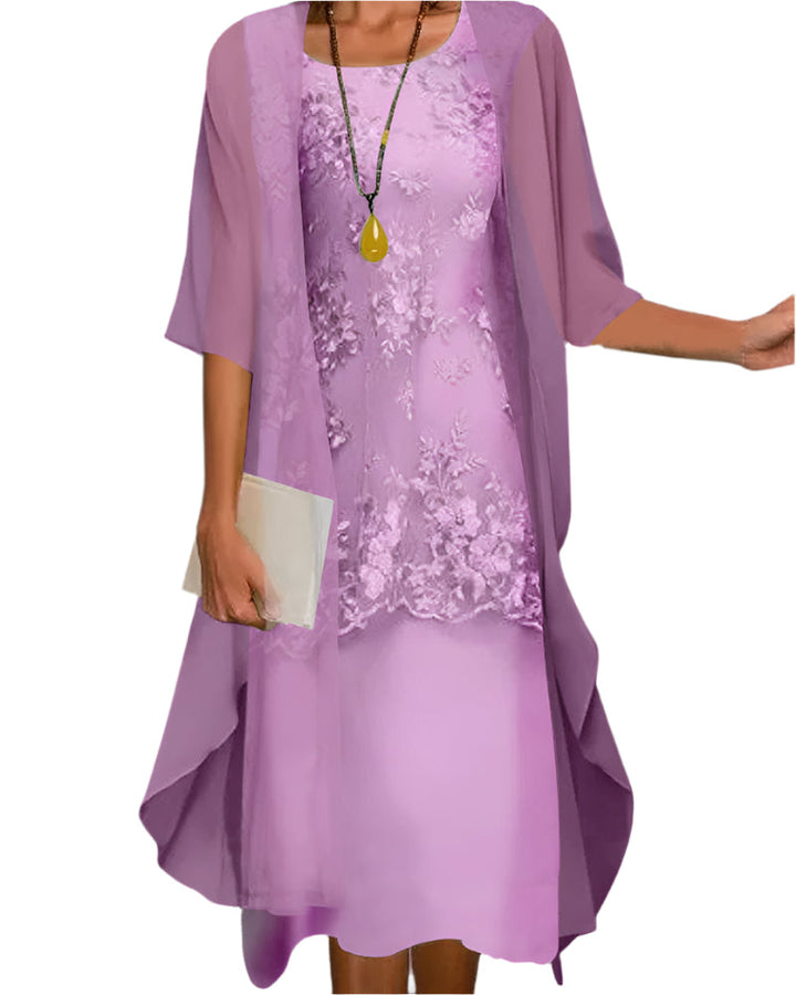 Women’s Formal Midi Dress Flowing Sheer Sleeve Elegance 2