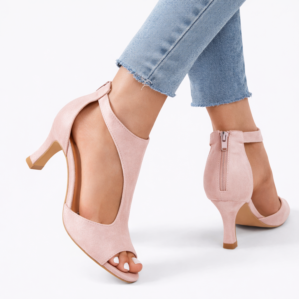 Women’s Heeled Sandals Cushioned Footbed Elegant Cut-Out Design 4