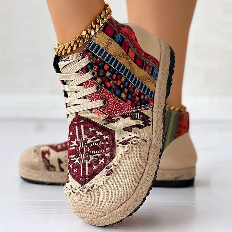 Women’s High-Top Sneakers Boho Patterned Design 0