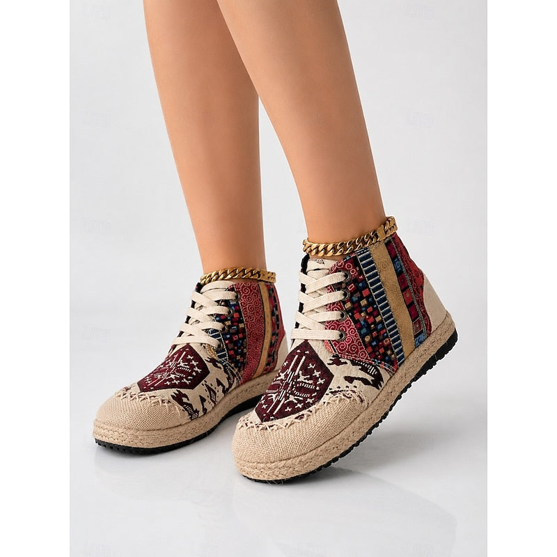 Women’s High-Top Sneakers Boho Patterned Design 1