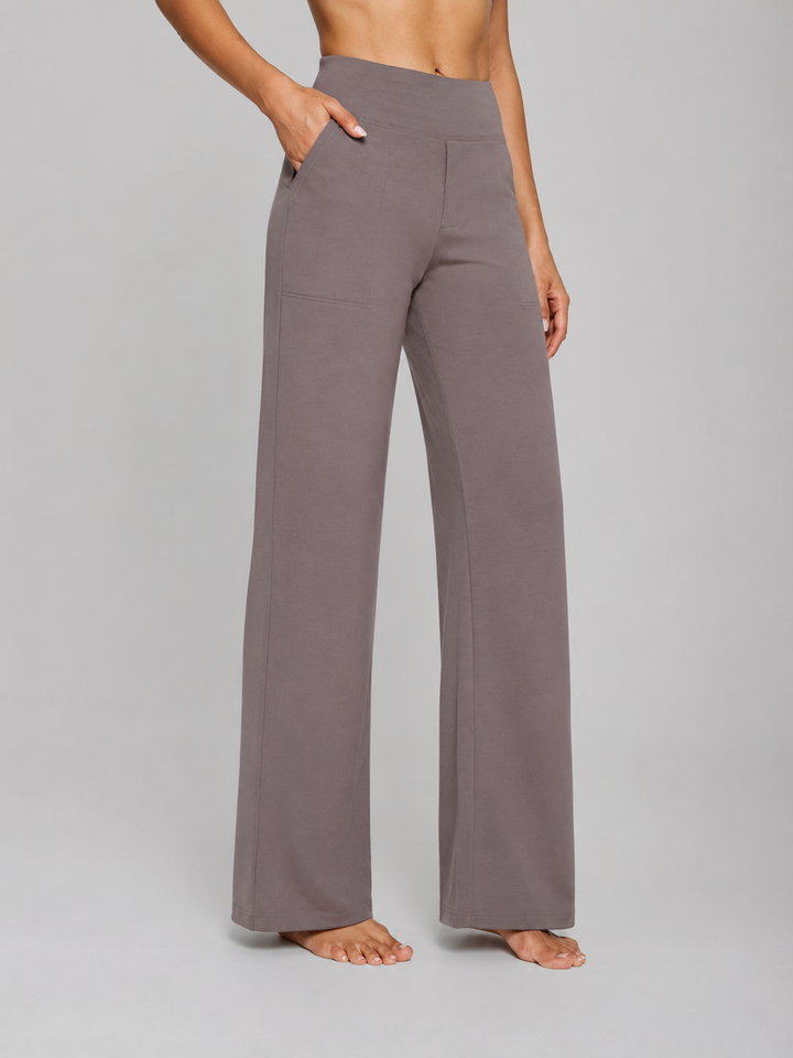 Women’s High-Waist Stretch Straight-Leg Trousers Comfortable Fit 0