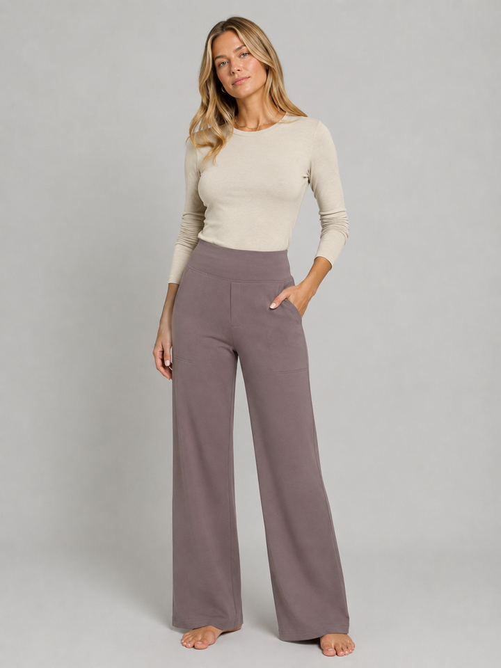 Women’s High-Waist Stretch Straight-Leg Trousers Comfortable Fit 1