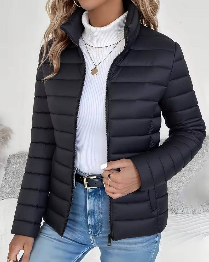 Women’s Lightweight Quilted Puffer Jacket with Stand Collar 1