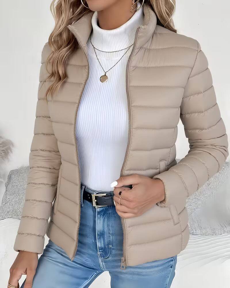 Women’s Lightweight Quilted Puffer Jacket with Stand Collar 2