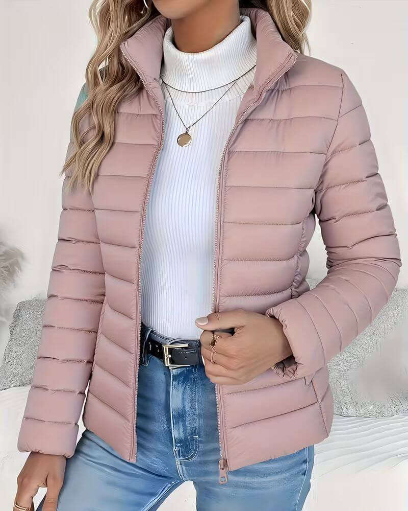 Women’s Lightweight Quilted Puffer Jacket with Stand Collar 3