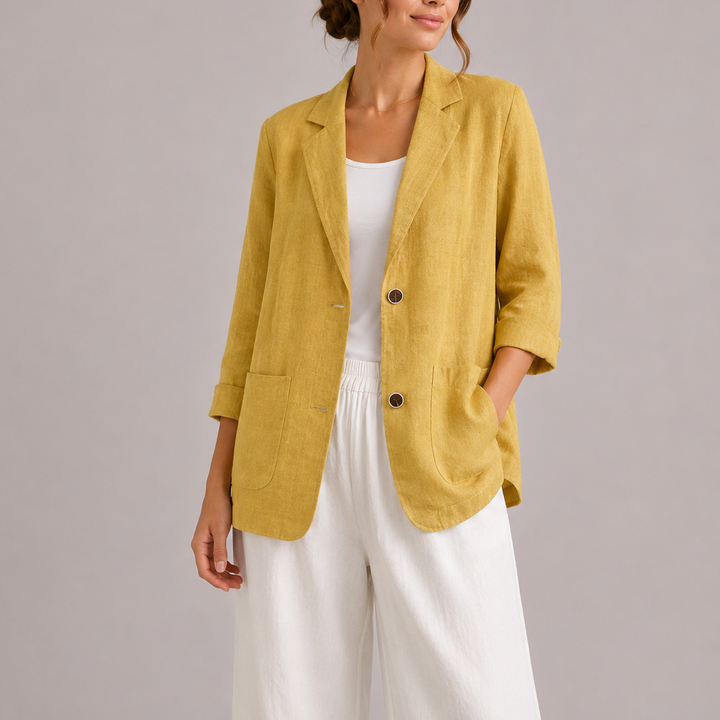 Women’s Linen Blazer Lightweight Elegant Casual Style 1