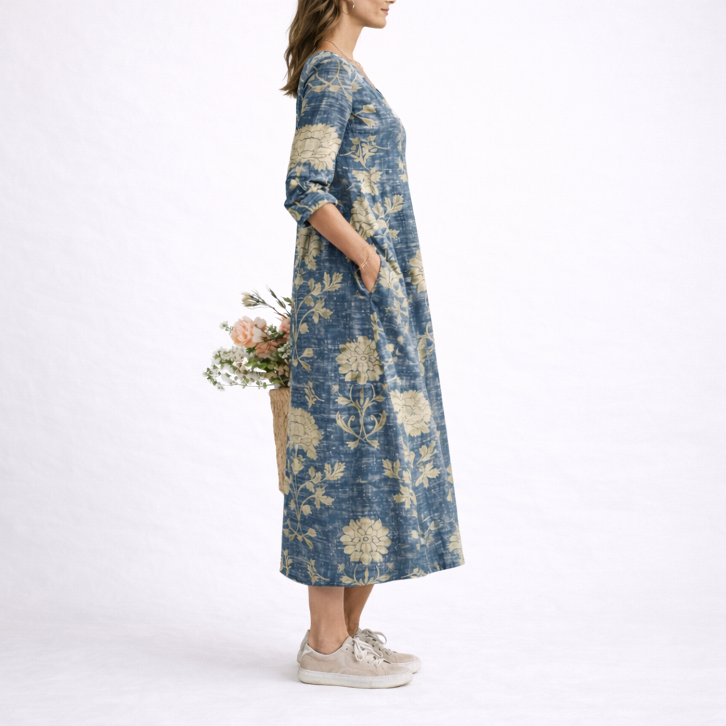 Women’s Linen Dress Floral Pattern Lightweight Design 1