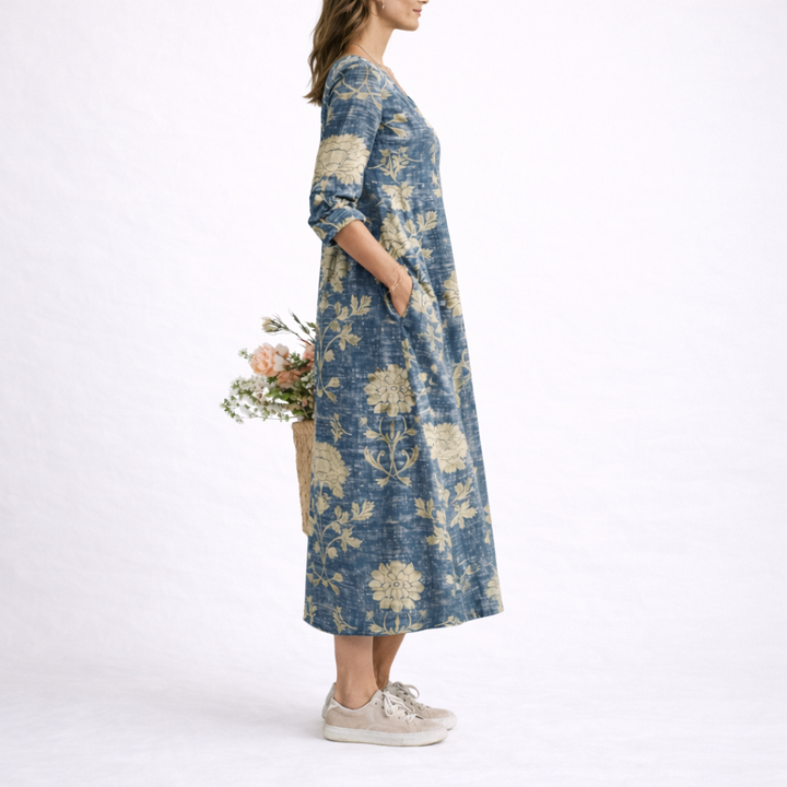 Women’s Linen Dress Floral Pattern Lightweight Design 1