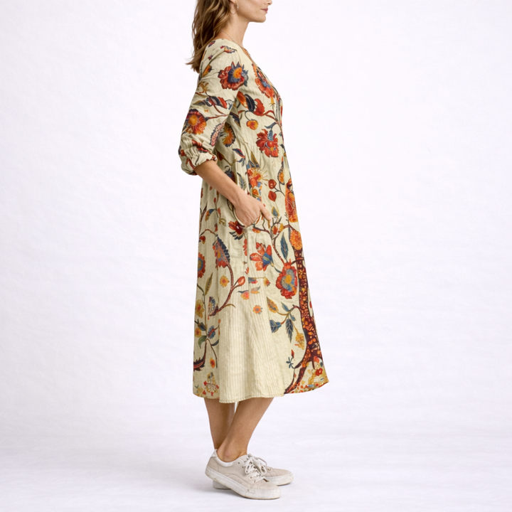 Women’s Linen Dress Floral Pattern Lightweight Design 3