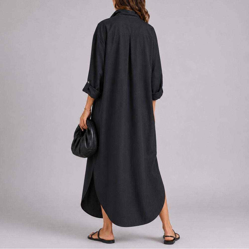 Women’s Linen Maxi Shirt Dress Relaxed Fit Lightweight Style 1
