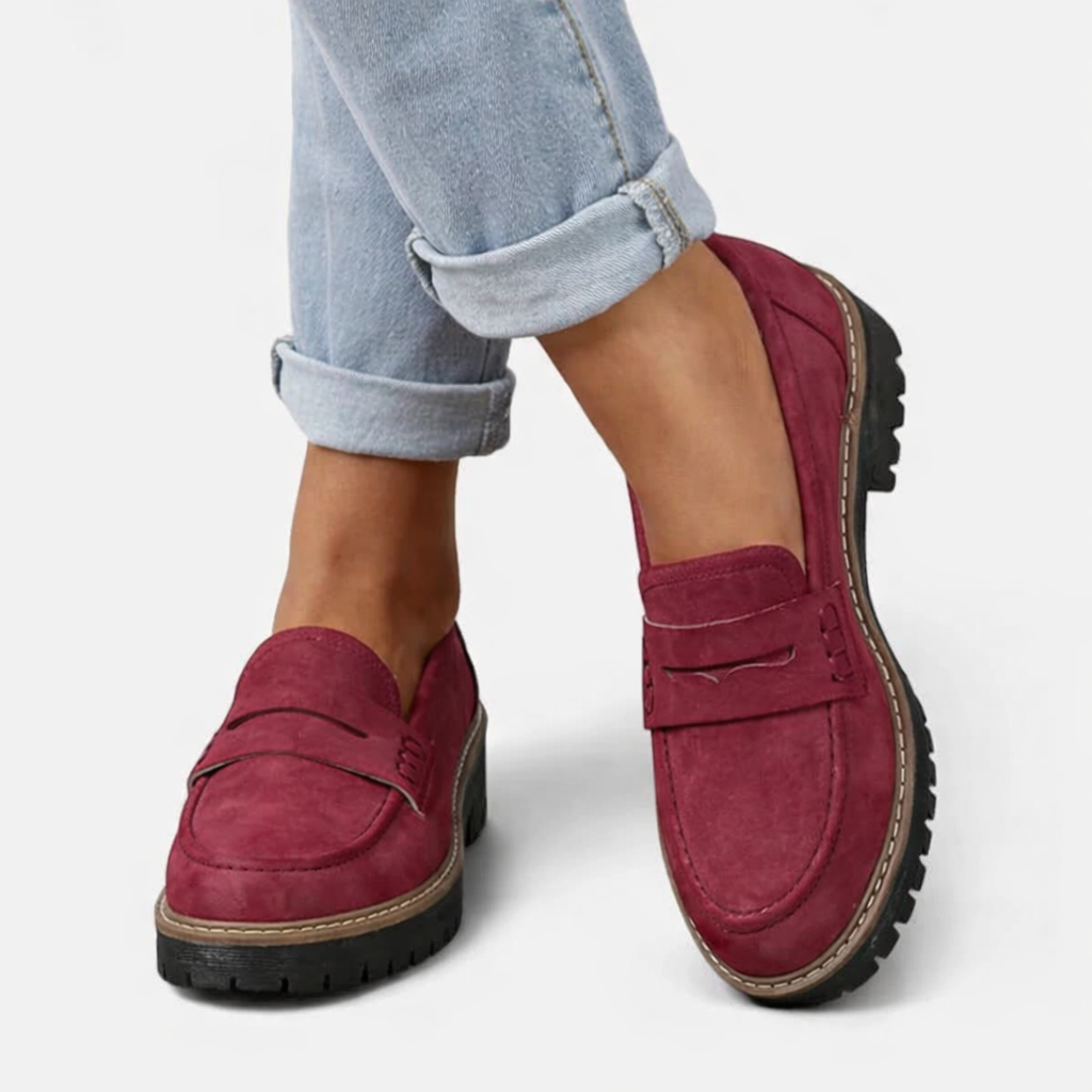 Women’s Loafers Soft Suede Look with Low Block Heel 2