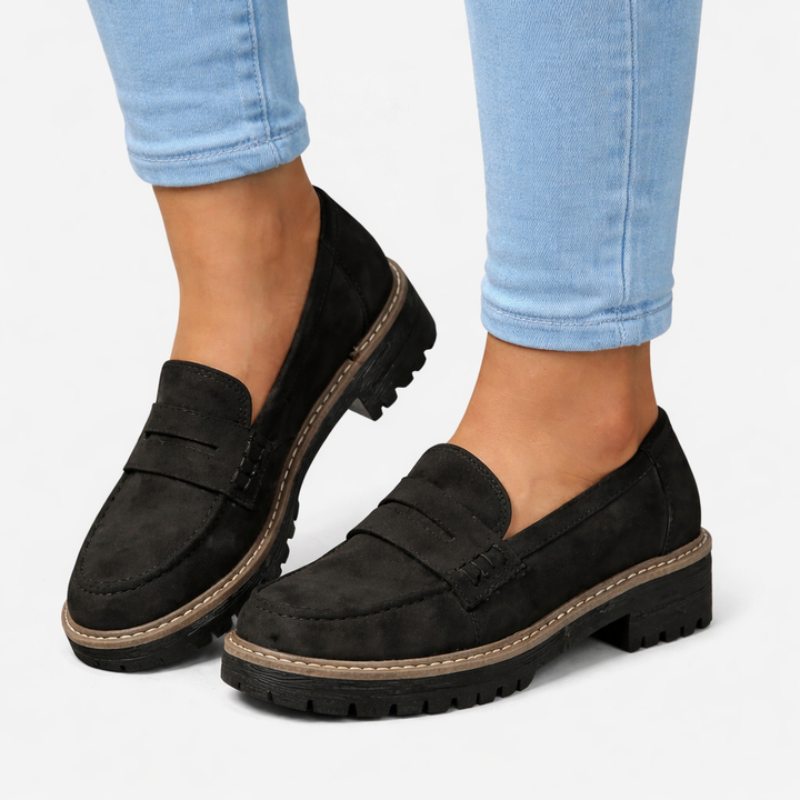 Women’s Loafers Soft Suede Look with Low Block Heel 3