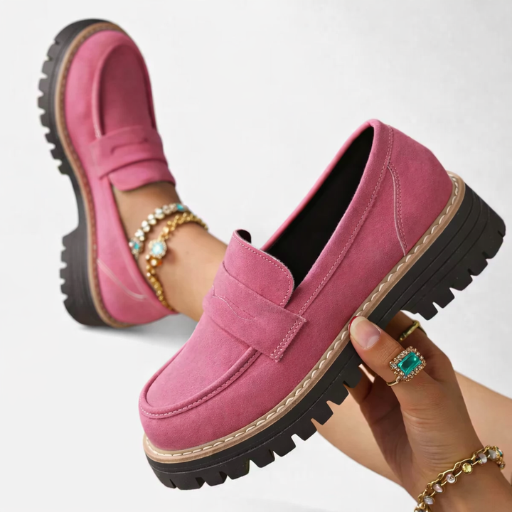 Women’s Loafers Soft Suede Look with Low Block Heel 4