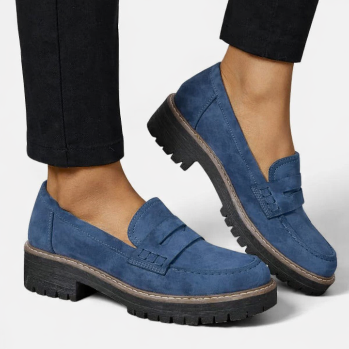 Women’s Loafers Soft Suede Look with Low Block Heel 5