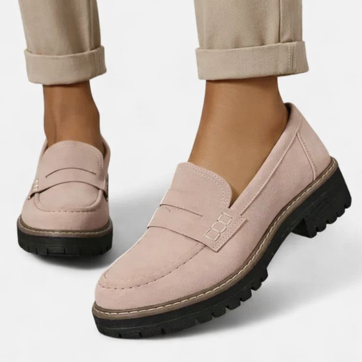 Women’s Loafers Soft Suede Look with Low Block Heel 6