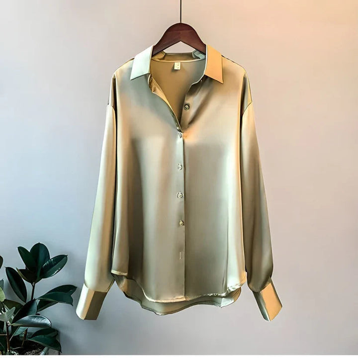 Women’s Long Sleeve Silk Blouse Elegant Design in White 2