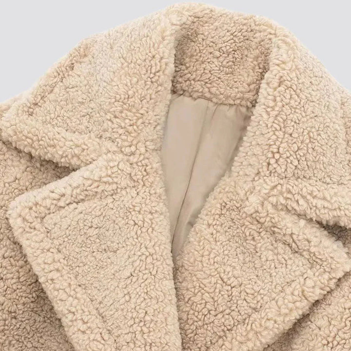 Women’s Long Teddy Coat Double-Breasted Faux Fur Style 2