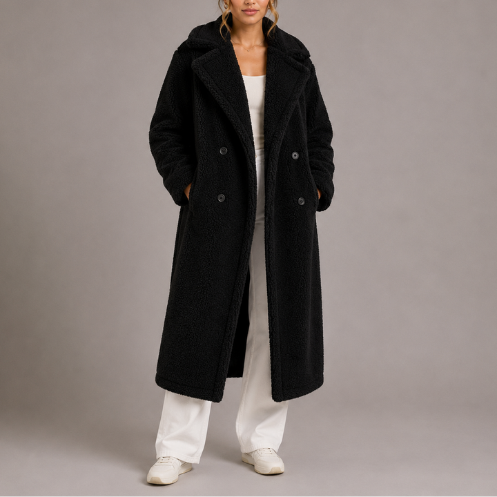 Women’s Long Teddy Coat Double-Breasted Faux Fur Style 3