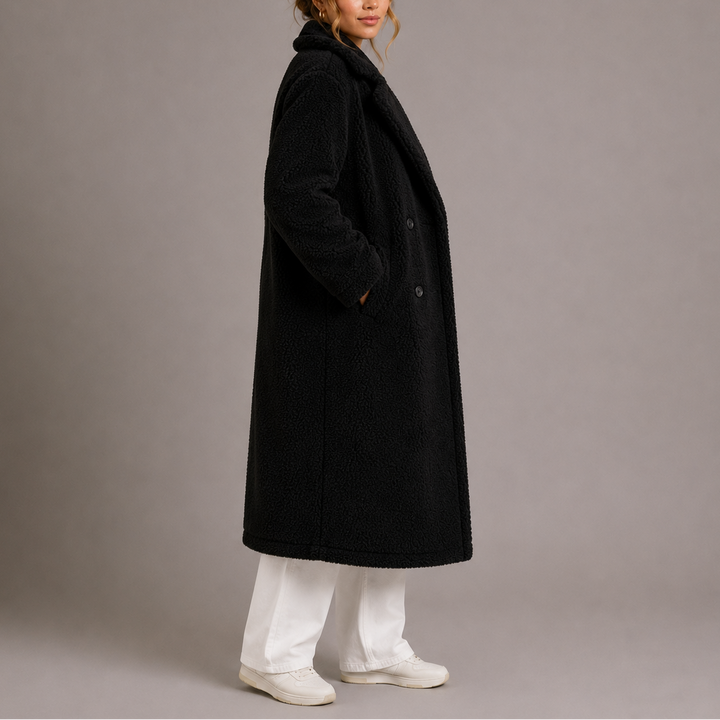 Women’s Long Teddy Coat Double-Breasted Faux Fur Style 4