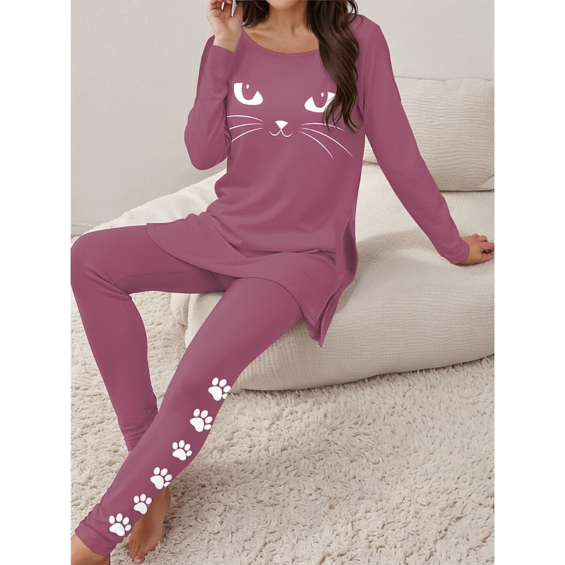 Women’s Lounge Two-Piece Set Relaxed Fit with Playful Print 1