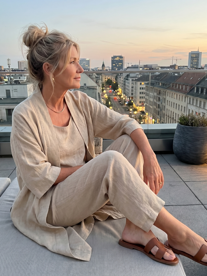 Women’s Loungewear Set Relaxed Top and Wide Leg Pants 8