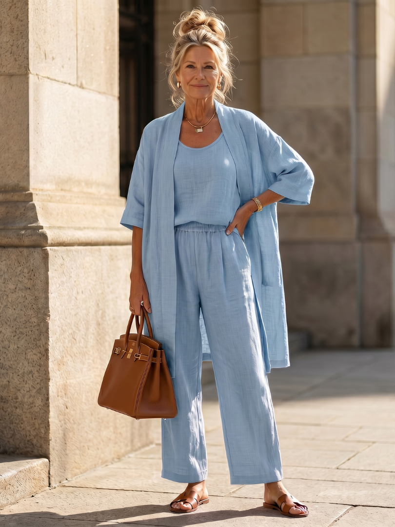 Women’s Loungewear Set Relaxed Top and Wide Leg Pants 9