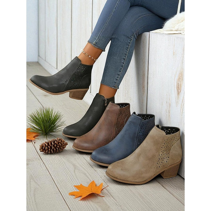 Women’s Low-Heel Ankle Boots with Cutout Detail 1