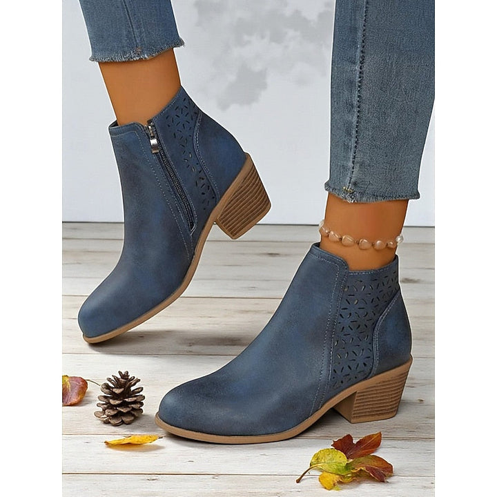 Women’s Low-Heel Ankle Boots with Cutout Detail 10