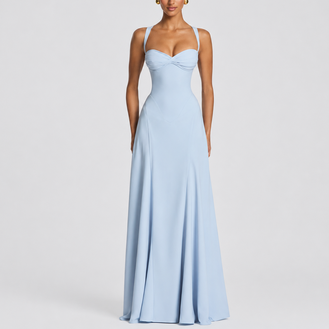 Women’s Maxi Dress Corset-Inspired Draped Design for Elegant Occasions 0