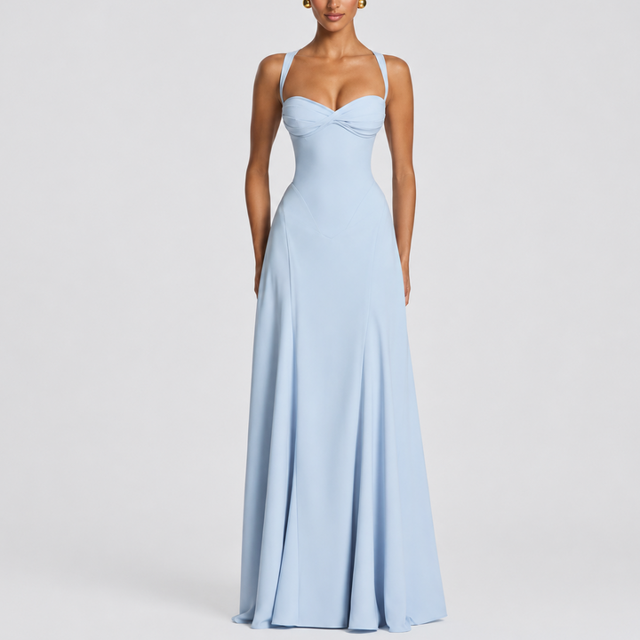 Women’s Maxi Dress Corset-Inspired Draped Design for Elegant Occasions 0