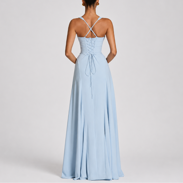 Women’s Maxi Dress Corset-Inspired Draped Design for Elegant Occasions 1